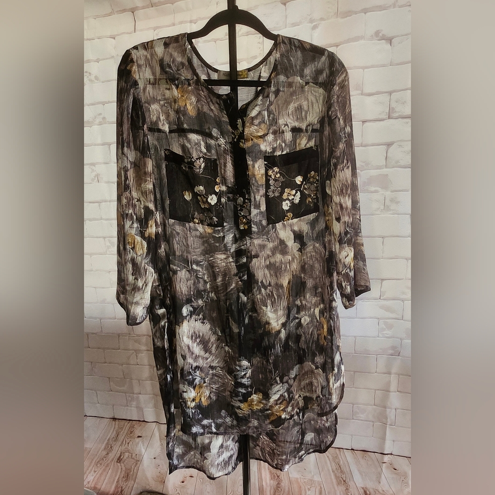Floral Patterned Sheer Blouse
